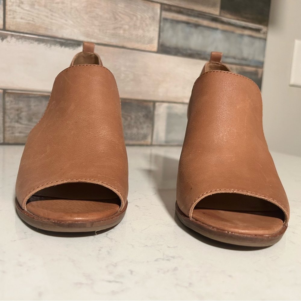 EUC 🍀 Lucky Brand Junai Leather Open Peep Toe Ankle Bootie Heeled Sandals - Picture 7 of 16